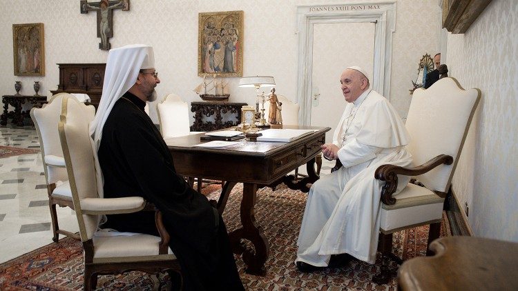 Верховный архиепископ Св. Шевчук и Папа Франциск (ноябрь 2021 г.)