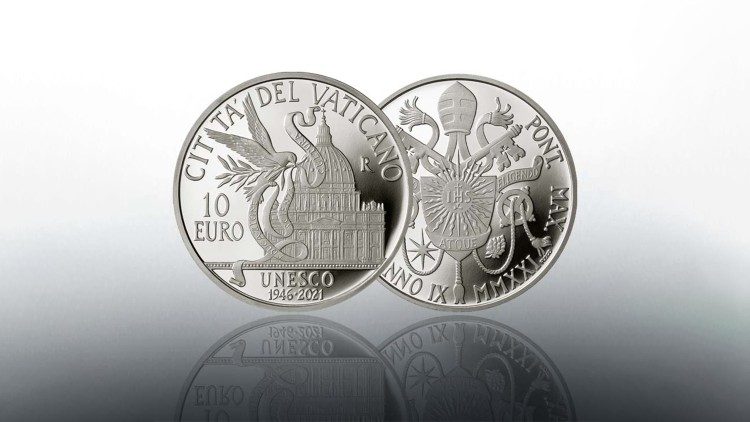 Срібна монета Ватикану з нагоди 75-річчя ЮНЕСКО, листопад 2021