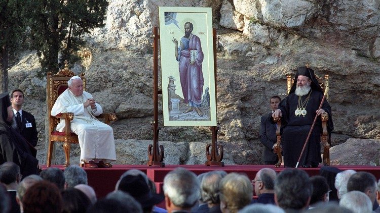 Johannes Paul II. führte 2001 eine Pilgerreise auf den Spuren des hl. Paulus nach Griechenland, Syrien und Malta durch