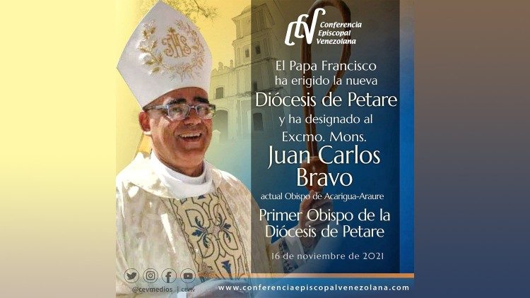 Mons. Juan Carlos Bravo Salazar, primer obispo de la Diócesis de Petare