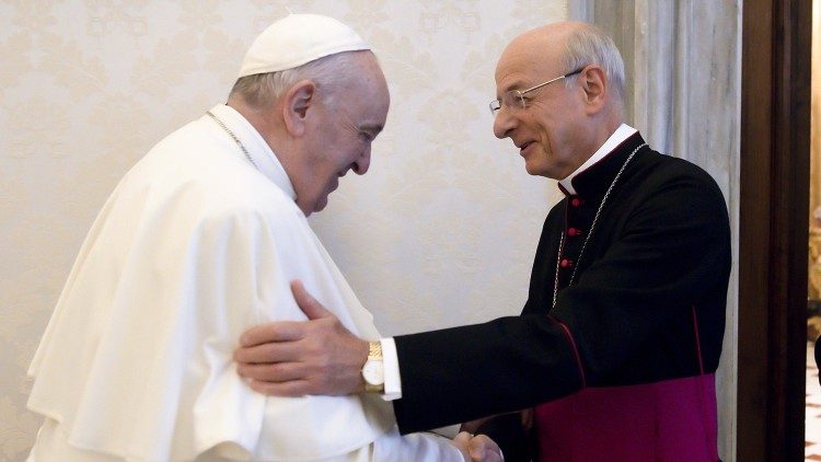 Pope Francis and Monsignor Fernando Ocáriz Braña, Prelate of Opus Dei
