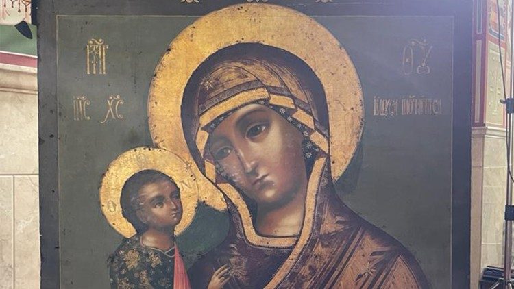 Icona della Madonna Odigitria nella cattedrale ortodossa di Atene