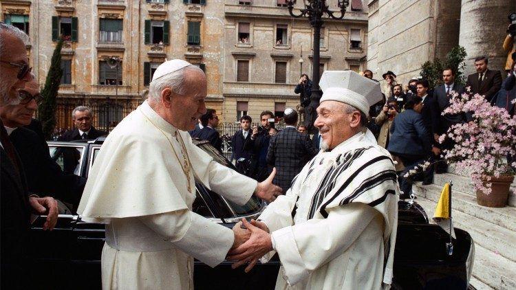 Jonas Paulius II ir Elio Toaff 1986 m. balandžio 13 d.