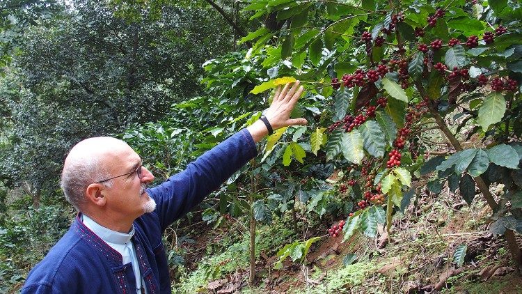 Father Bruno Rossi controls a coffee plantation