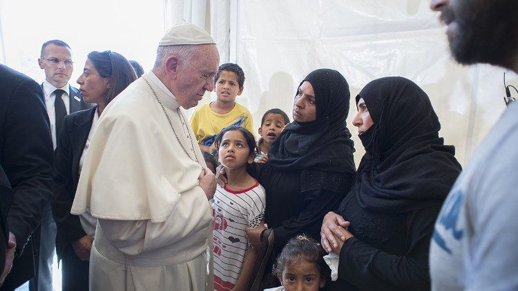 El Papa en Lesbos, en 2016