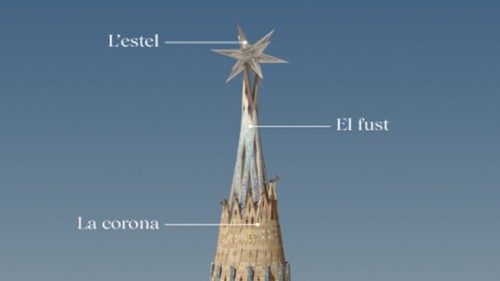 La Sagrada Familia hacia la culminación de la torre de la Virgen
