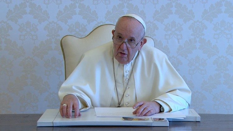 O Papa Francisco durante a videomensagem