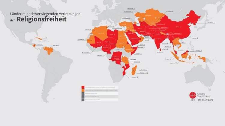 Überblick über Religionsfreiheit weltweit 2021 von Kirche in Not