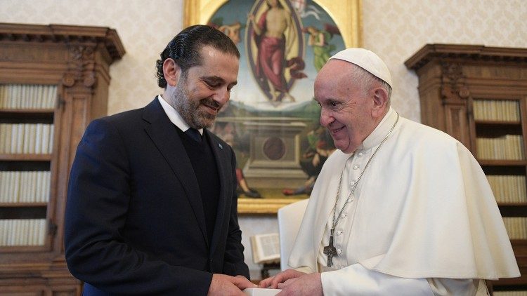 사드 하리리 레바논 총리 지명자의 예방을 받은 교황