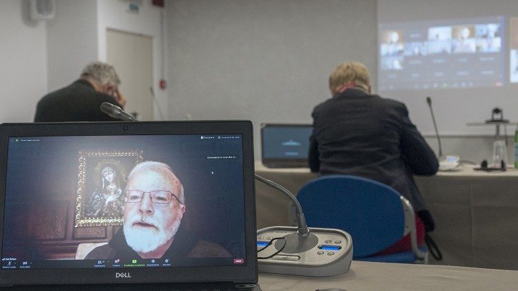 Cardinal Seán O'Malley (bottom L) takes part in the online plenary assembly