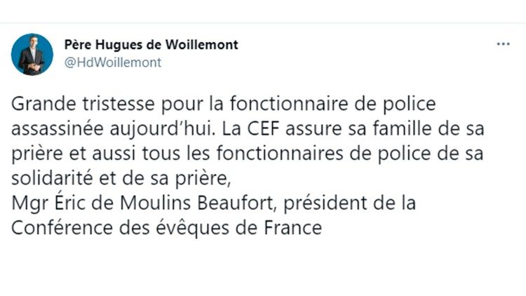 Tweet du Porte-parole des évêques de France