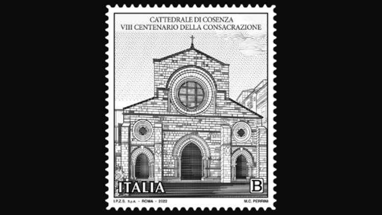 Sello conmemorativo del Año jubilar por el VIII centenario de la Catedral de Cosenza en Calabria, Italia. 