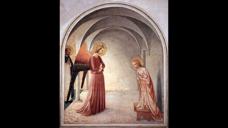 Giovanni da Fiesole conocido como Beato Angelico, Anunciación de la celda 3 del convento de San Marco, fresco, 1438-1440, Convento de San Marco, Florencia