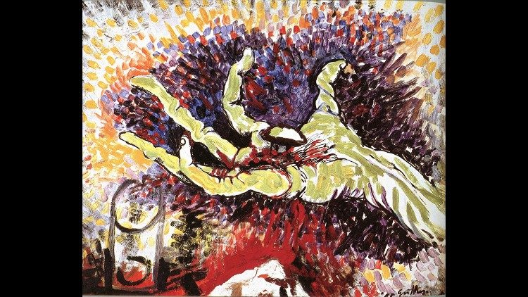 Renato Guttuso (Bagheria, 1912 – Roma, 1987)  Mano del Crocifisso, 1965 olio su tela e tavola di compensato, 48 x 62 cm Città del Vaticano, Musei Vaticani