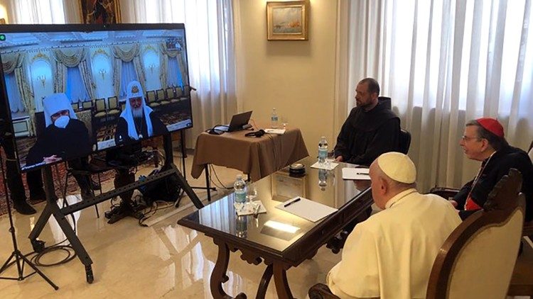 Le Pape François lors de l'entretien avec le patriarche Kirill