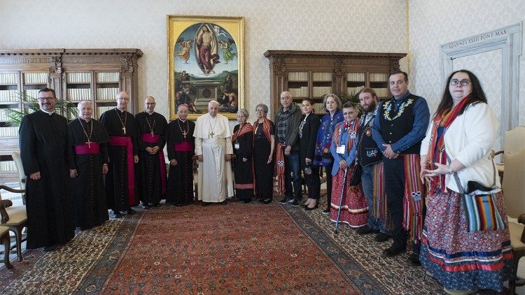 Pope Francis with a delegation from the Métis Nation