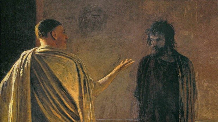 Nikolaj Nikolaevič Ge, "Quid est veritas?" - Cristo e Pilato (1890), State Tretyakov Gallery di Mosca