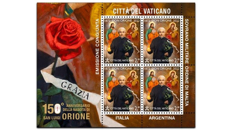                                                        Folinha com 4 selos recorda 150° aniversário de nascimento de Dom Orione