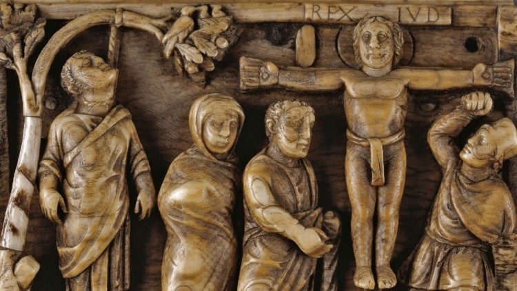 Az első keresztrefeszítés ábrázolás egyike - London British Museum 450 körül
