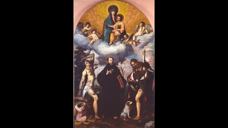 Antonino Sarti, La Madonna con i santi Rocco, Sebastiano e Nicola da Tolentino olio su tela Jesi (AN), Musei Civici di Palazzo Pianetti