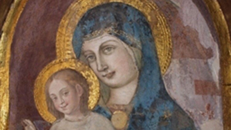 Un particolare dell'immagine della "Mater Ecclesiae" venerata in un altare della Basilica Vaticana