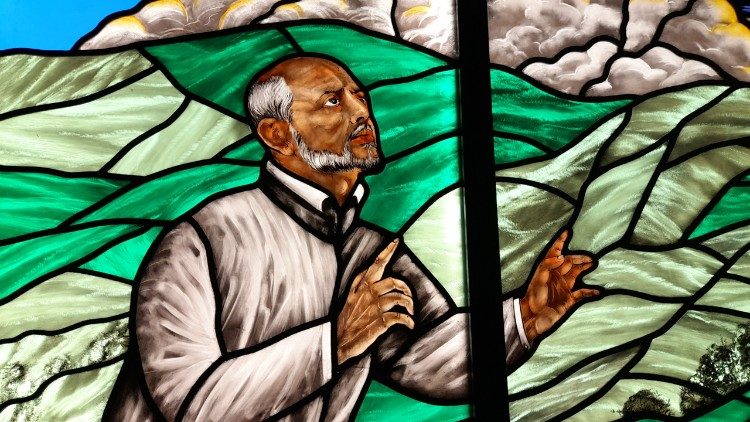 Ignatius-Darstellung auf einem Fenster in der Jesuiten-Uni Deusto von Bilbao