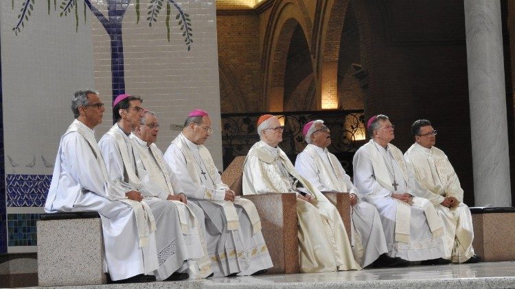 Obispos del Celam junto al Episcopado de Brasil   