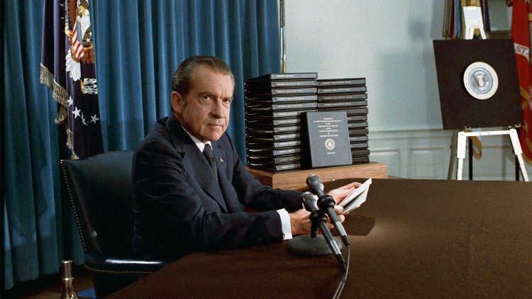 Nixon durante il discoro televisivo del 29 aprile 1974.