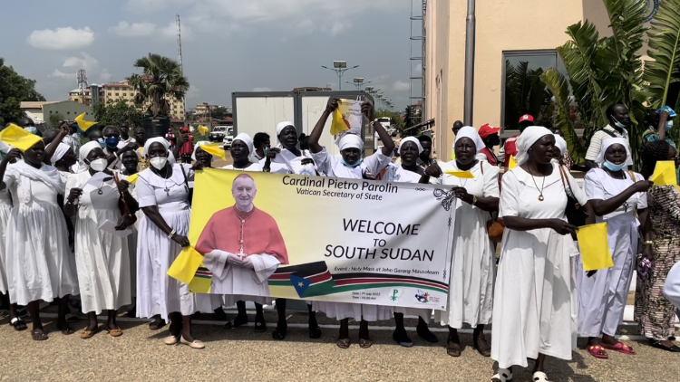 Cardinal Pietro Parolin is welcomed in South Sudan