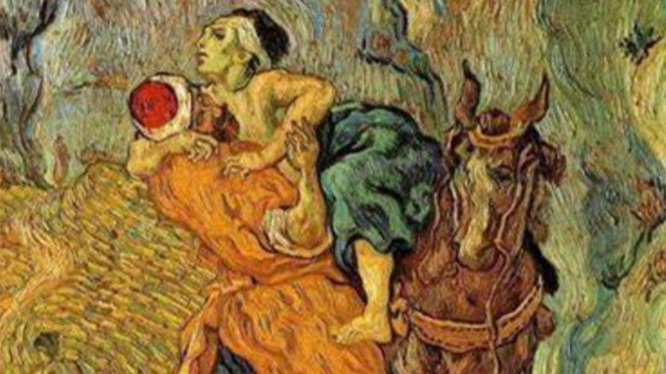 Representação da parábola do Bom Samaritano - Van Gogh