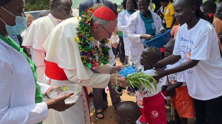 Le cardinal Pietro Parolin en visite au Soudan du Sud, le 8 juillet 2022. 