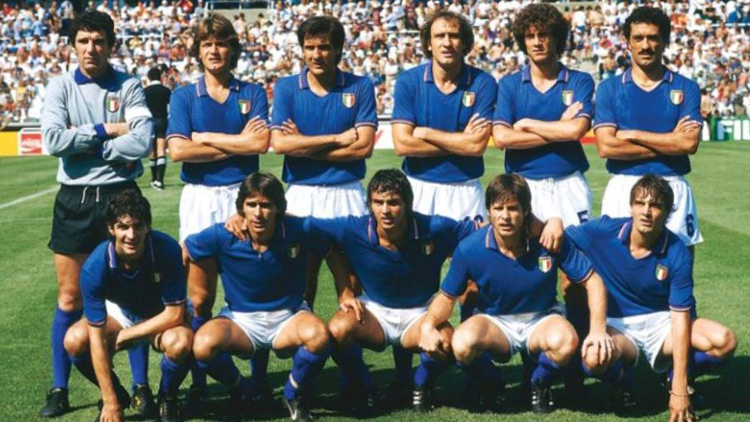 Una formazione della nazionale italiana ai Mondiali del 1982