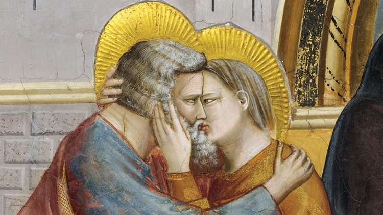 Giotto di Bondone, Incontro di Gioacchino e Anna alla Porta Aurea, particolare