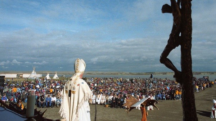 Papa Giovanni Paolo II a Fort Simpson, Canada, 20 settembre 1987