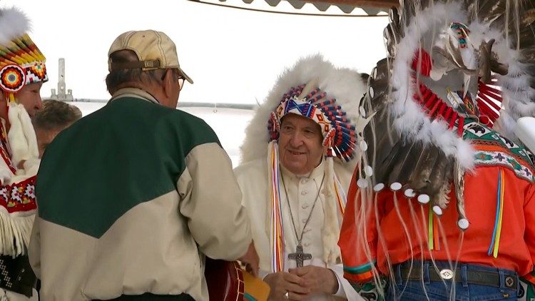 Papa Franjo tijekom susreta s autohtonim stanovništvom u Maskwacisu, 25 srpnja 2022.