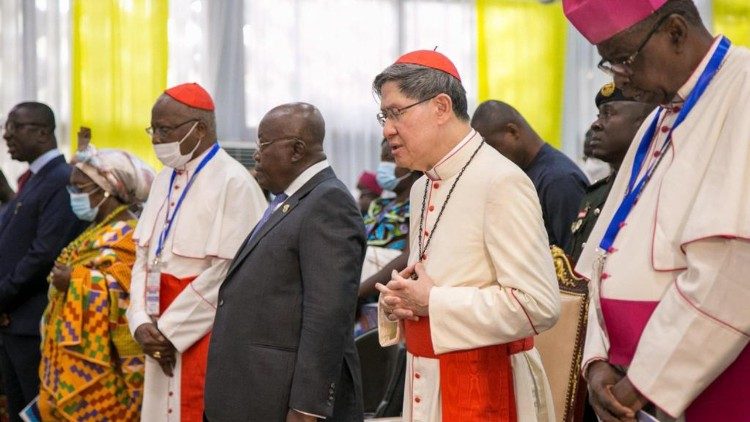 In the picture: Cardinal Philippe Ouédraogo, President Nana Akufo-Addo, Cardinal Luis Antonio Tagle and extreme right is, Archbishop Philip Naameh.
