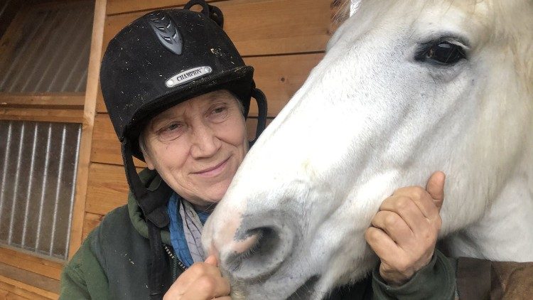 Sister Mary-Joy with one of her beloved horses