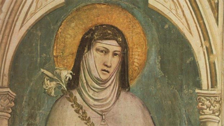 Giotto: “Santa Chiara ” particolare, cm. 70 (opera autografa di Giotto), Cappella Bardi, Santa Croce, Firenze 