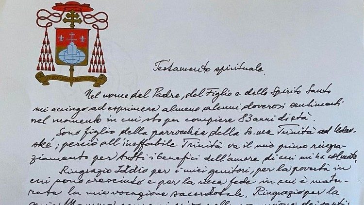 Autografo del testamento spirituale scritto il 26 febbraio 2007, in occasione degli 83 anni del cardinale Tomko (dal suo archivio personale)