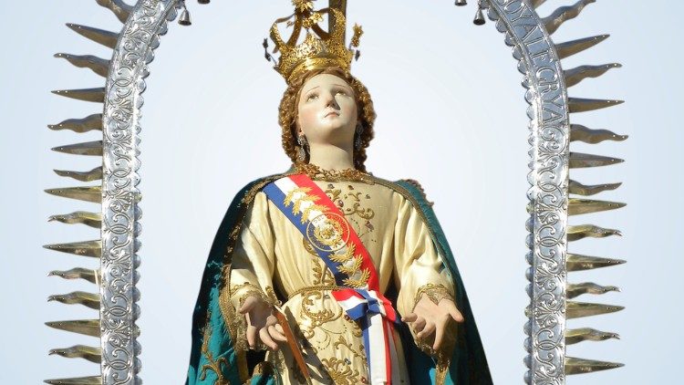 Imagen oficial de Nuestra Señora de la Asunción, Patrona del Paraguay y Mariscala del Ejército Nacional. (Gentileza de la Arquidiócesis de Asunción)