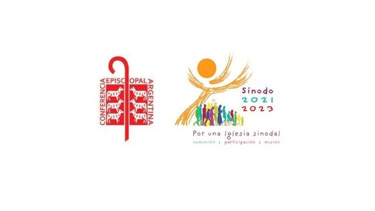 El logotipo oficial del camino sinodal junto al logotipo de la Conferencia Episcopal Argentina