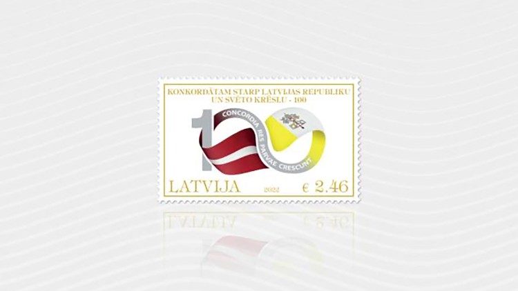 Pastmarka par godu Latvijas un Svētā Krēsla konkordāta simtgadei (Latvijas pasts)