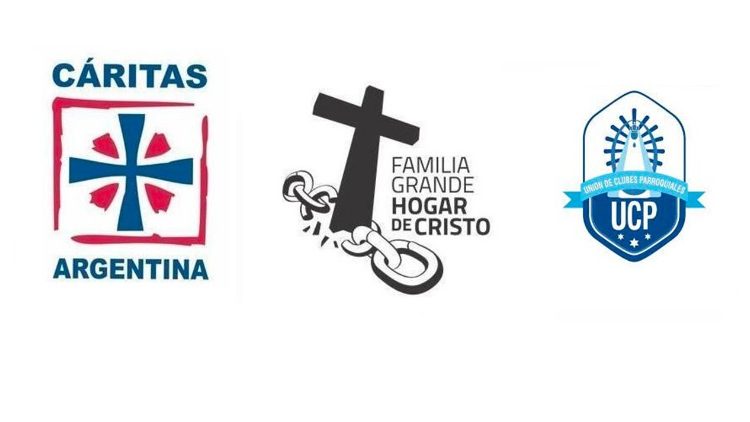 I loghi delle organizzazioni coinvolte nel Pellegrinaggio di Nostra Signora di Luján negli Hogares di Cristo in Argentina