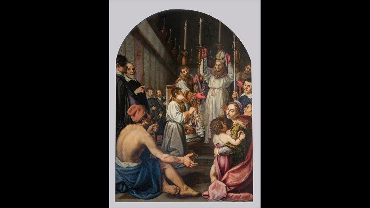 Domenico Frilli Croci , Sant'Antonino mostra il sacro Cingolo, 1608, cappellina  del Palazzo vescovile (Fototeca Ufficio Beni Culturali Diocesi di Prato)