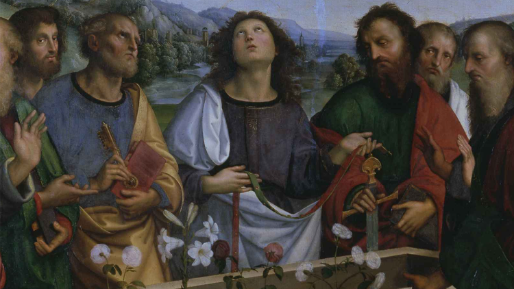 Raffaello Sanzio, Incoronazione della Vergine (Pala Oddi), particolare, 1502-1504,  Musei Vaticani, Pinacoteca © Musei Vaticani 