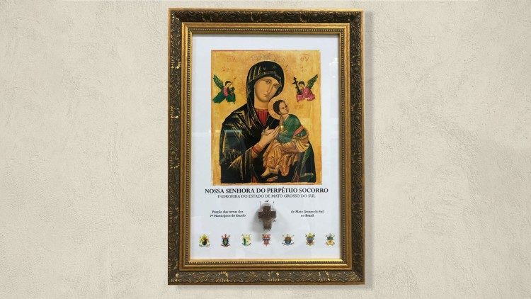 O quadro com o ícone que foi entregue ao Papa