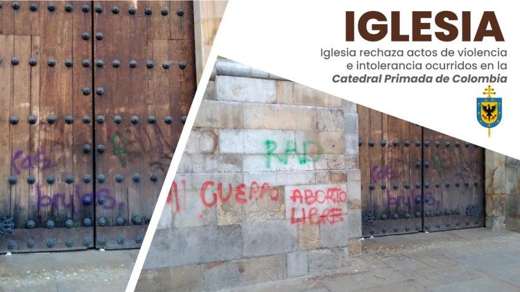 Actos vandálicos contra la Catedral Primada y otros templos en Bogotá