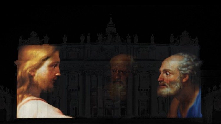Un'immagine della vita di San Pietro tratta dal videomapping