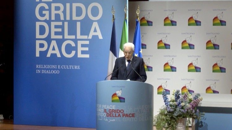 Incontro "Il grido della pace": intervento del presidente italiano Sergio Mattarella.