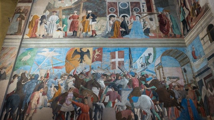 Piero della Francesca, Tregime nga kryqi i vërtetë, afresk, 1452-1466, Bazilika e San Francesco, Arezzo